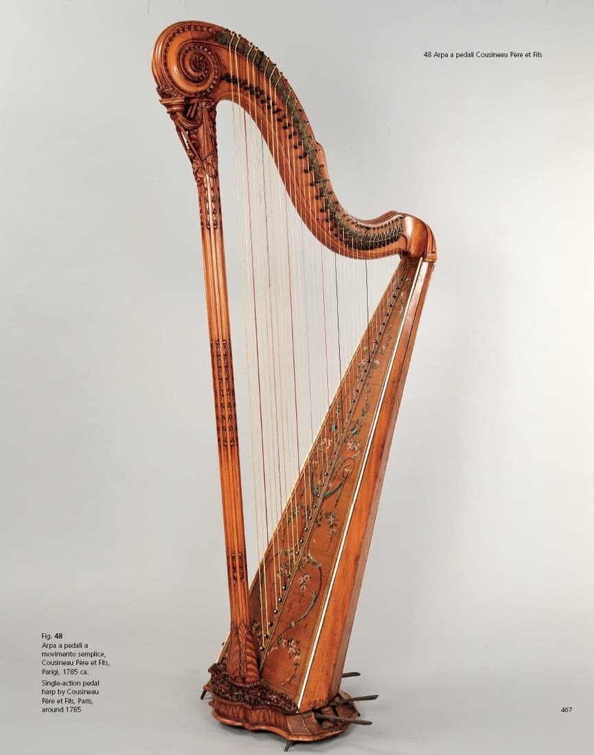 Arpa a pedali a movimento semplice Cousineau Père et Fils, Parigi, ca. 1785